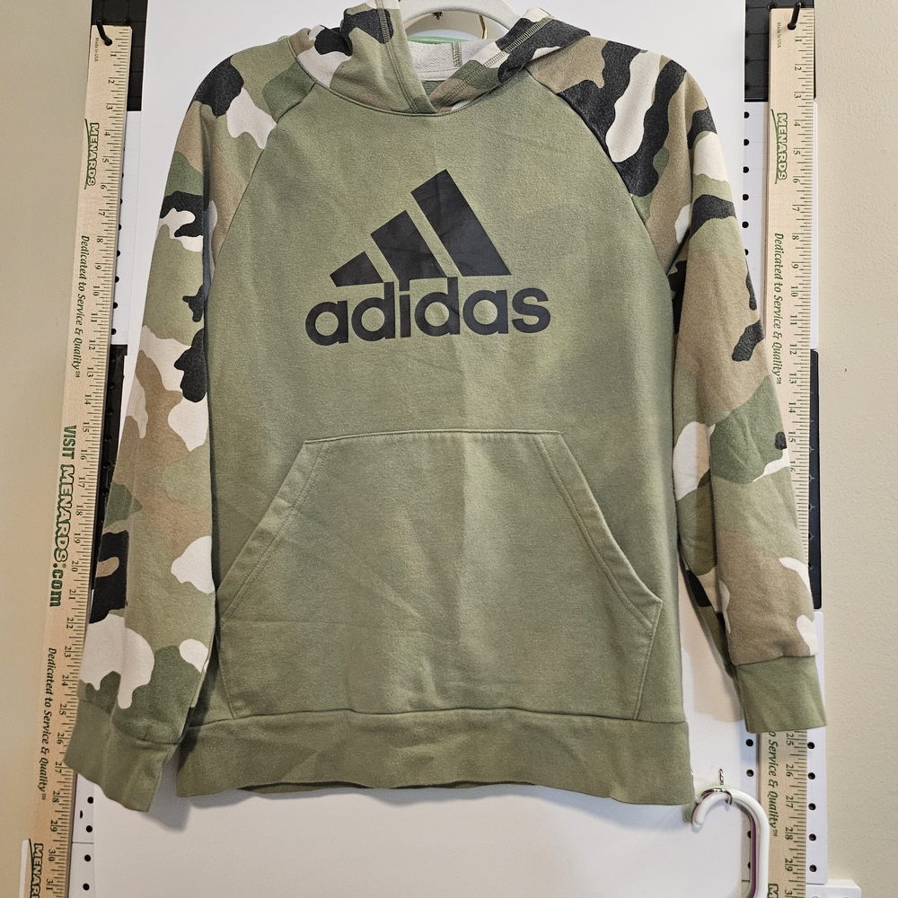 Adidas Men's Green Camo Hoodie Sweater